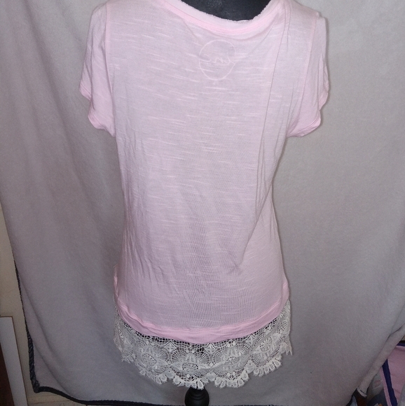 INC International Concepts Light Pink V-Neck Top With Lace Trim - Picture 7 of 12